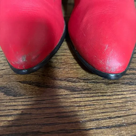 Women’s Red Leather Knee-High Boots Size 8 Made in Uruguay - Picture 4 of 8